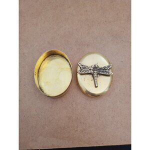 Vintage brass trinket pill box with dragonfly Retro Solid Brass Dragonfly Insect